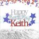 Personalized ANY Name Red and blue Glitter Birthday Cake Topper