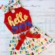 Personalized First Day of School Outfit Hello Pre-K Shirt Alphabet Fabric Applique Shirt