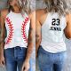 BASEBALL GRAPHIC PRINT CREW NECK TANK TOP ROCKER TANK