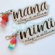 Personalized Wood Keychain for Mom with Kids Names and Tassel