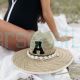 Initial Sun Hat Adult Sun Hat Summer Beach Hat Varsity letter Straw hat