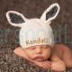 Personalized Knit White Bunny Hat