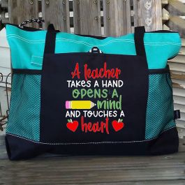 A Teacher Take A Hand Tote Bag With ZipperTeacher Gift | PersonalLucky.com